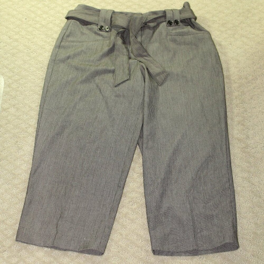 East 5th Women's Sz 6 Cropped Black White Belted Pants